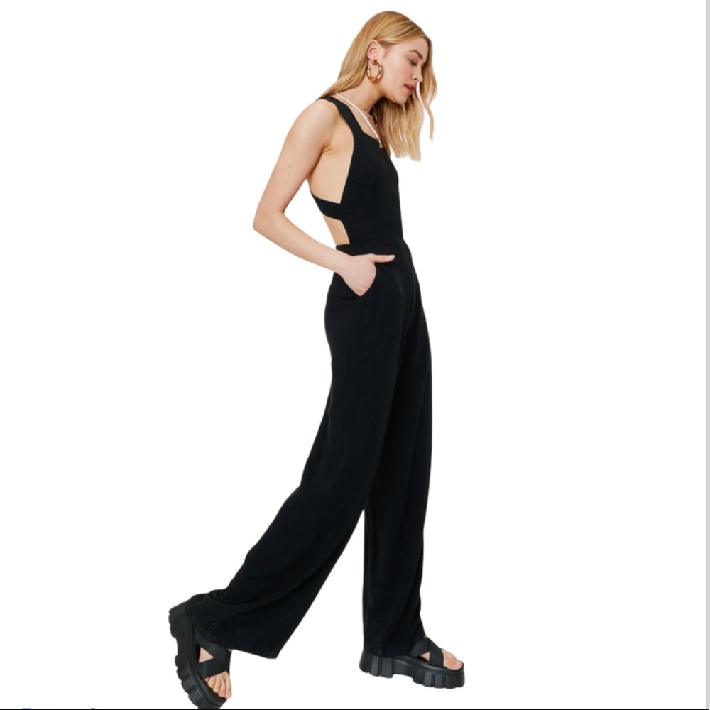 Black open back jumpsuit